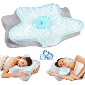 Cervical Pillow for Neck Pain Relief, Ergonomic Memory Foam Pillow for Sleeping, Adjustable Neck Pillow, Orthopedic Contour Pillow Support for Back, Side, Stomach Sleepers with Pillowcase (Standard)