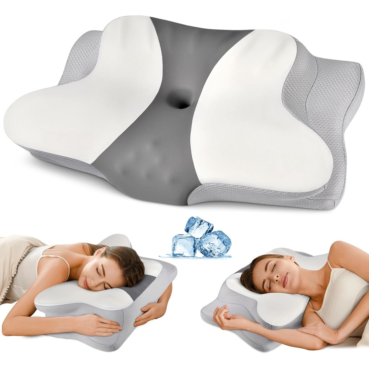 Cervical Pillow for Neck Pain Relief, Ergonomic Neck Pillow for Sleeping, Memory Foam Pillow, Orthopedic Contour Pillow Support for Back, Side, Stomach Sleepers with Pillowcase (Standard)